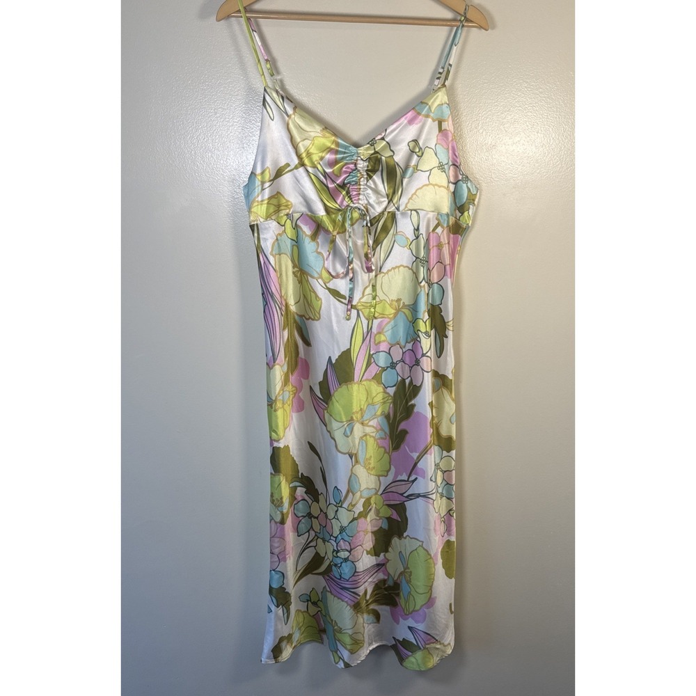 Emma and Michelle Floral White Midi Dress Sexy Y2K Phoebe Friends Sz L Retro‎